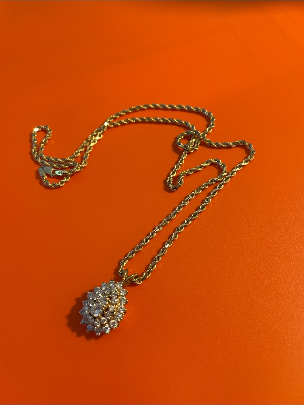 Gold diamond
Cluster Pendant Necklace - Women Jewelry